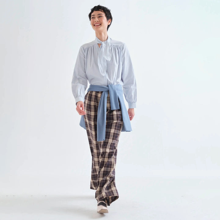 PANTALÓN - Compañía Fantástica, Algodón con estampado de cuadros marrón