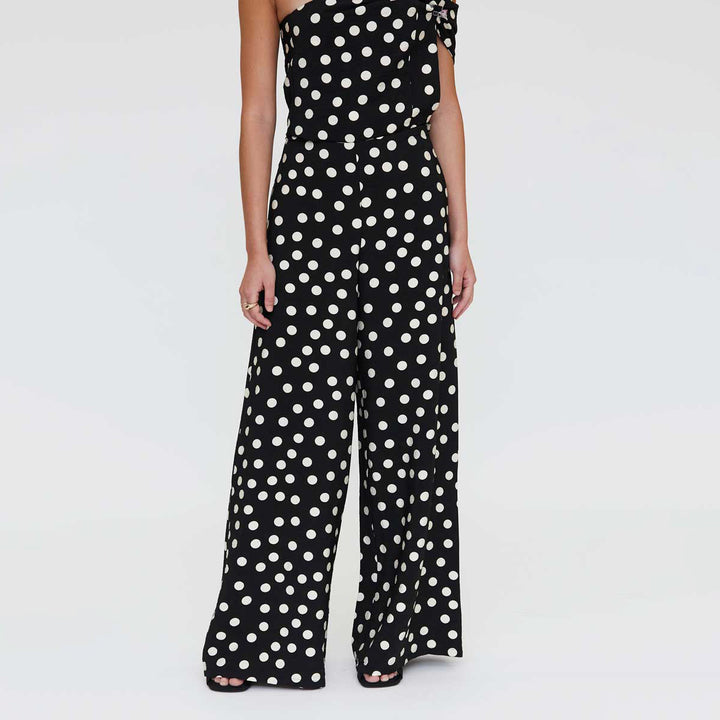 PANTALÓN - Wild Pony, Negro con estampado lunares blancos