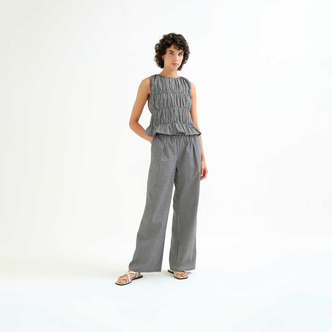 PANTALÓN - Compañía Fantástica, Cuadros vichy negro