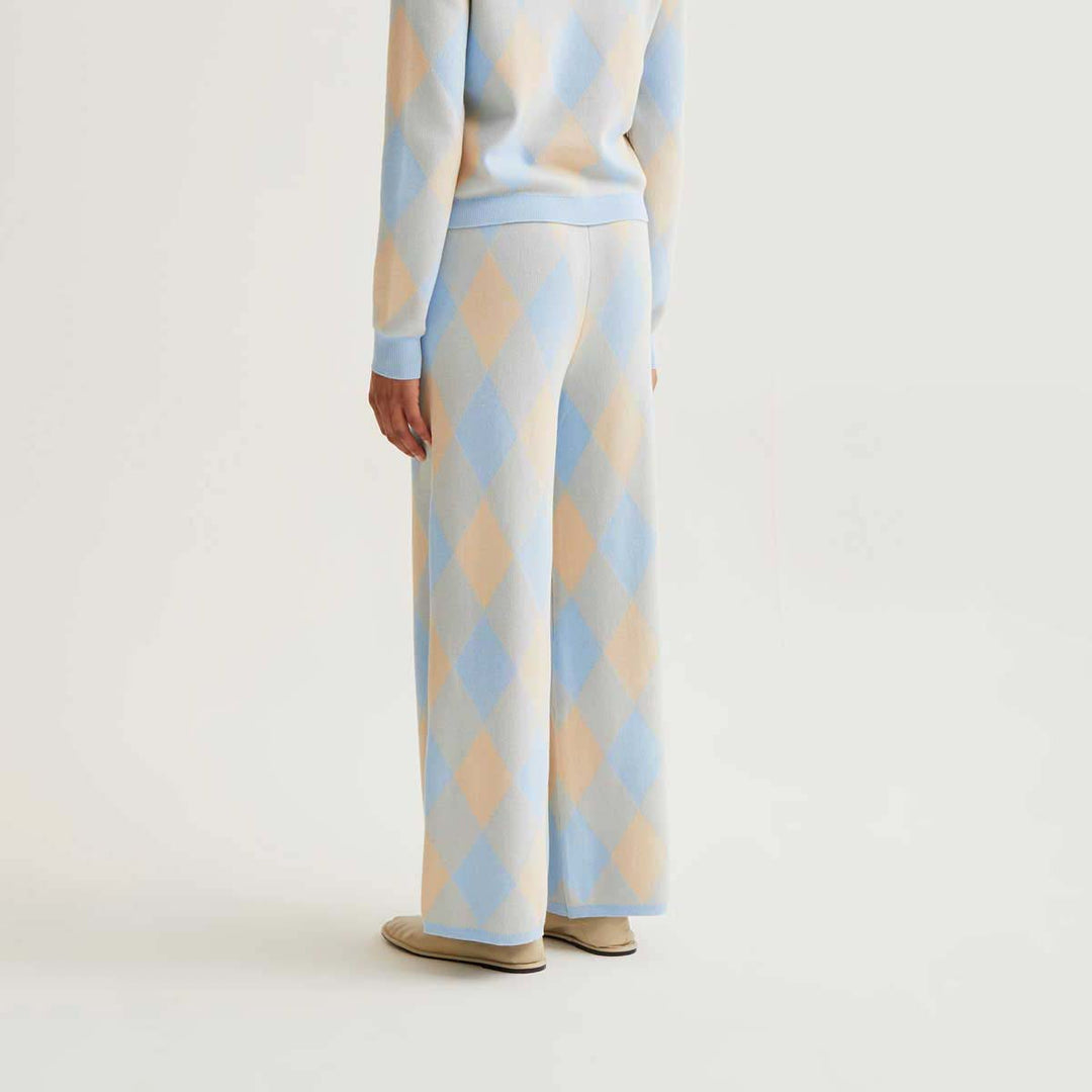 PANTALÓN - Compañía Fantástica, Punto con estampado rombos azul