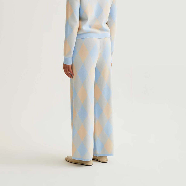 PANTALÓN - Compañía Fantástica, Punto con estampado rombos azul