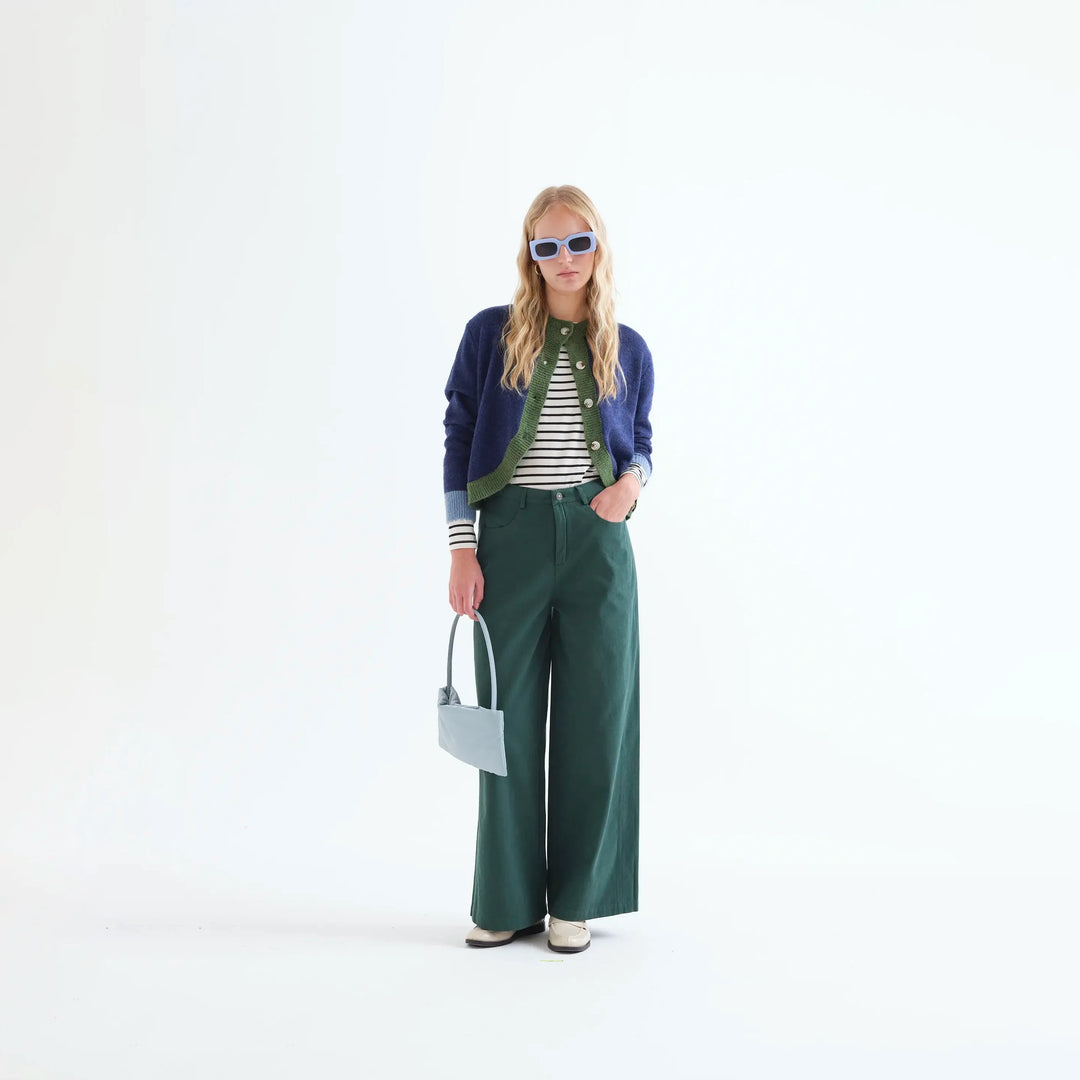 PANTALÓN - Compañía Fantástica, Vaquero 100% algodón verde petróleo