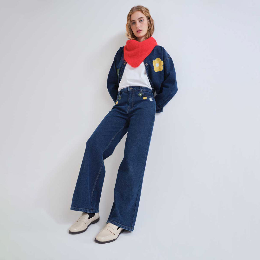 PANTALÓN - Compañía Fantástica, Vaquero azul con estampado Euphonia