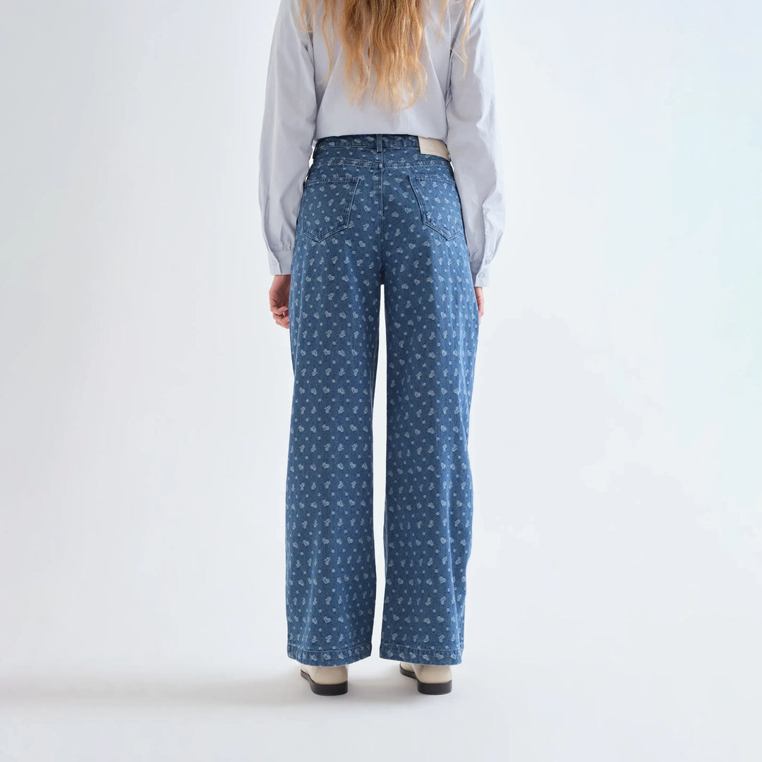 PANTALÓN - Compañía Fantástica, Vaquero con estampado de corazones
