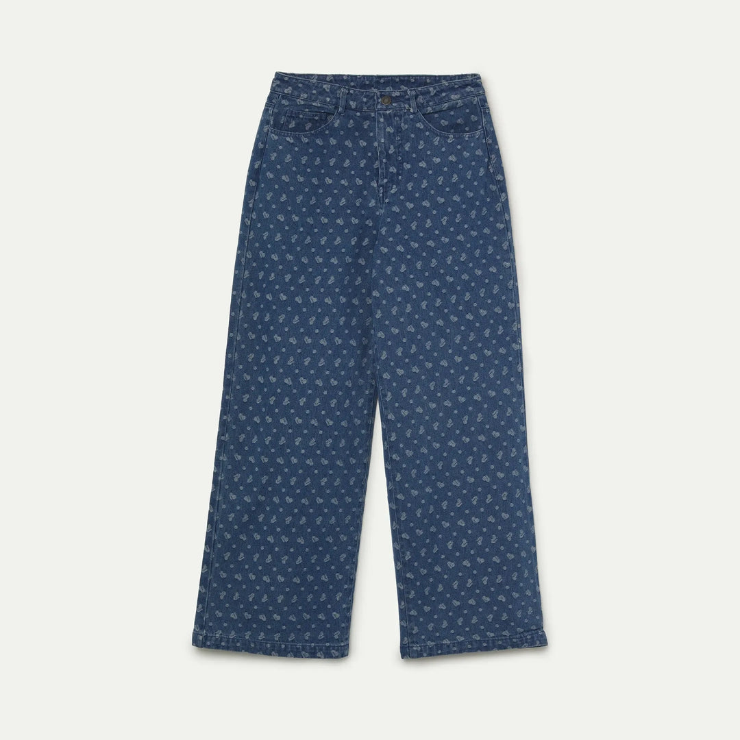 PANTALÓN - Compañía Fantástica, Vaquero con estampado de corazones