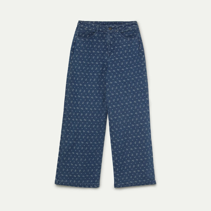 PANTALÓN - Compañía Fantástica, Vaquero con estampado de corazones