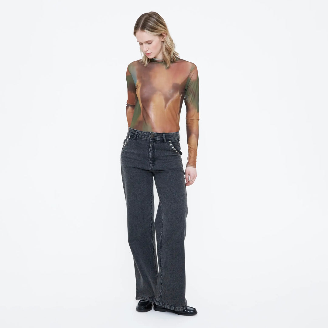 PANTALÓN - Wild Pony, Vaquero negro con apliques en bolsillos