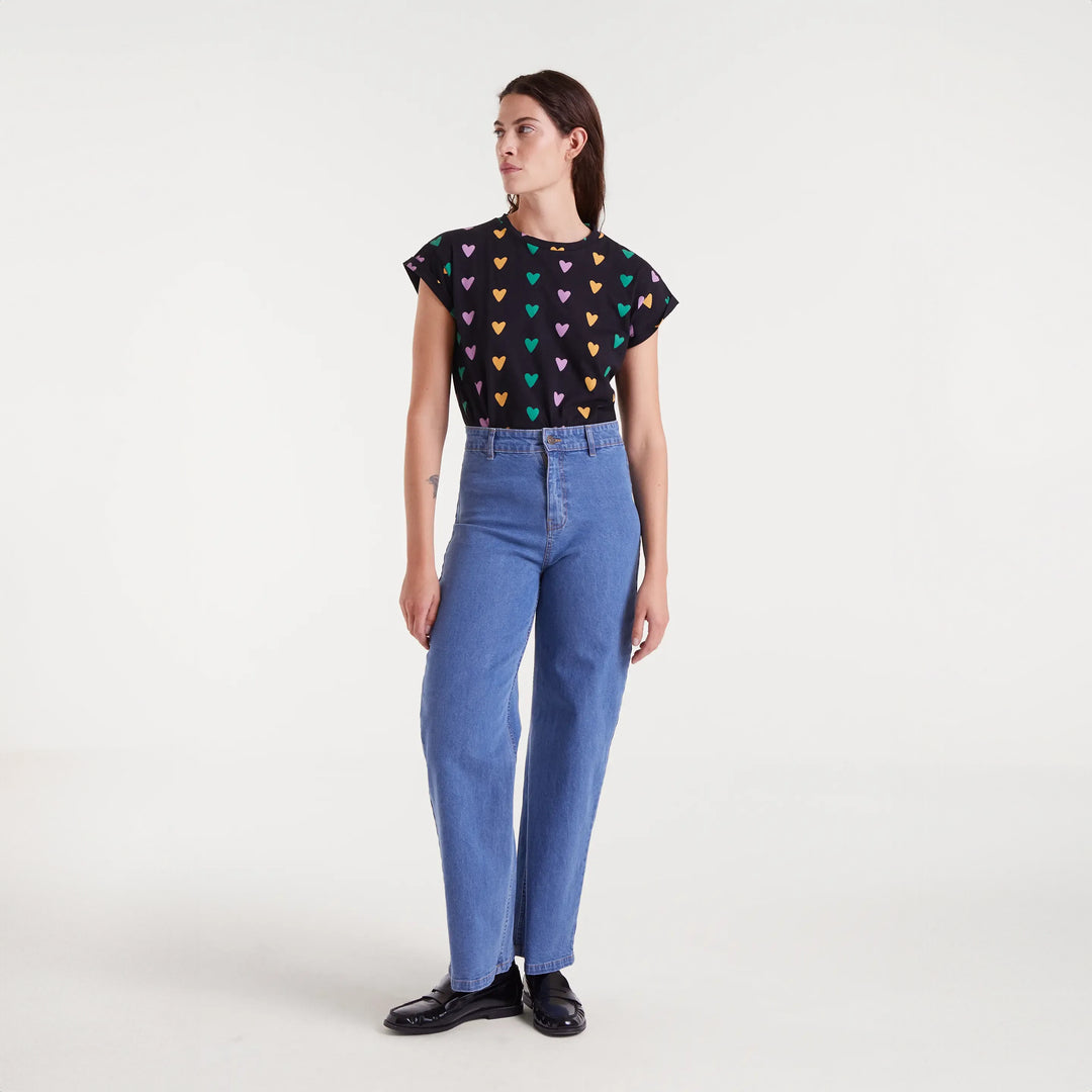 PANTALÓN - Compañía Fantástica, Vaquero con bordado de corazón