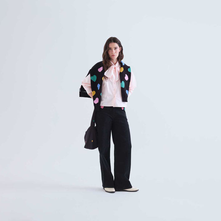 PANTALÓN - Compañía Fantástica, Vaquero negro con estampado Candy