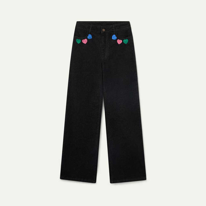 PANTALÓN - Compañía Fantástica, Vaquero negro con estampado Candy