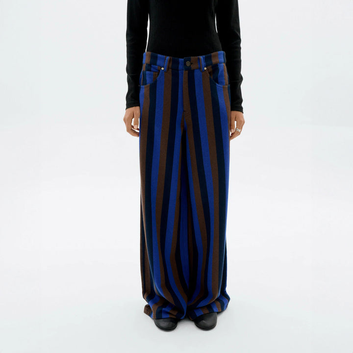 PANTALÓN - Thinking Mu, Wide leg rayas azul totenham Hedda