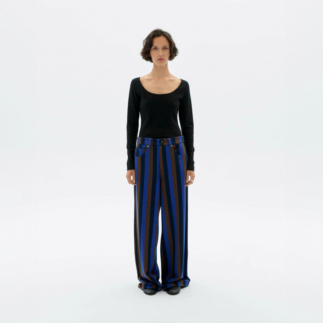 PANTALÓN - Thinking Mu, Wide leg rayas azul totenham Hedda