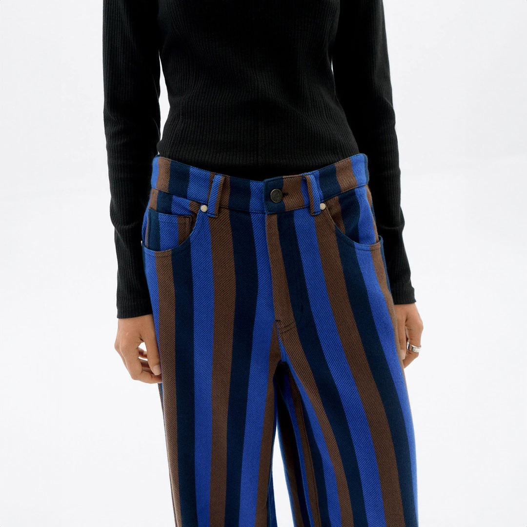 PANTALÓN - Thinking Mu, Wide leg rayas azul totenham Hedda