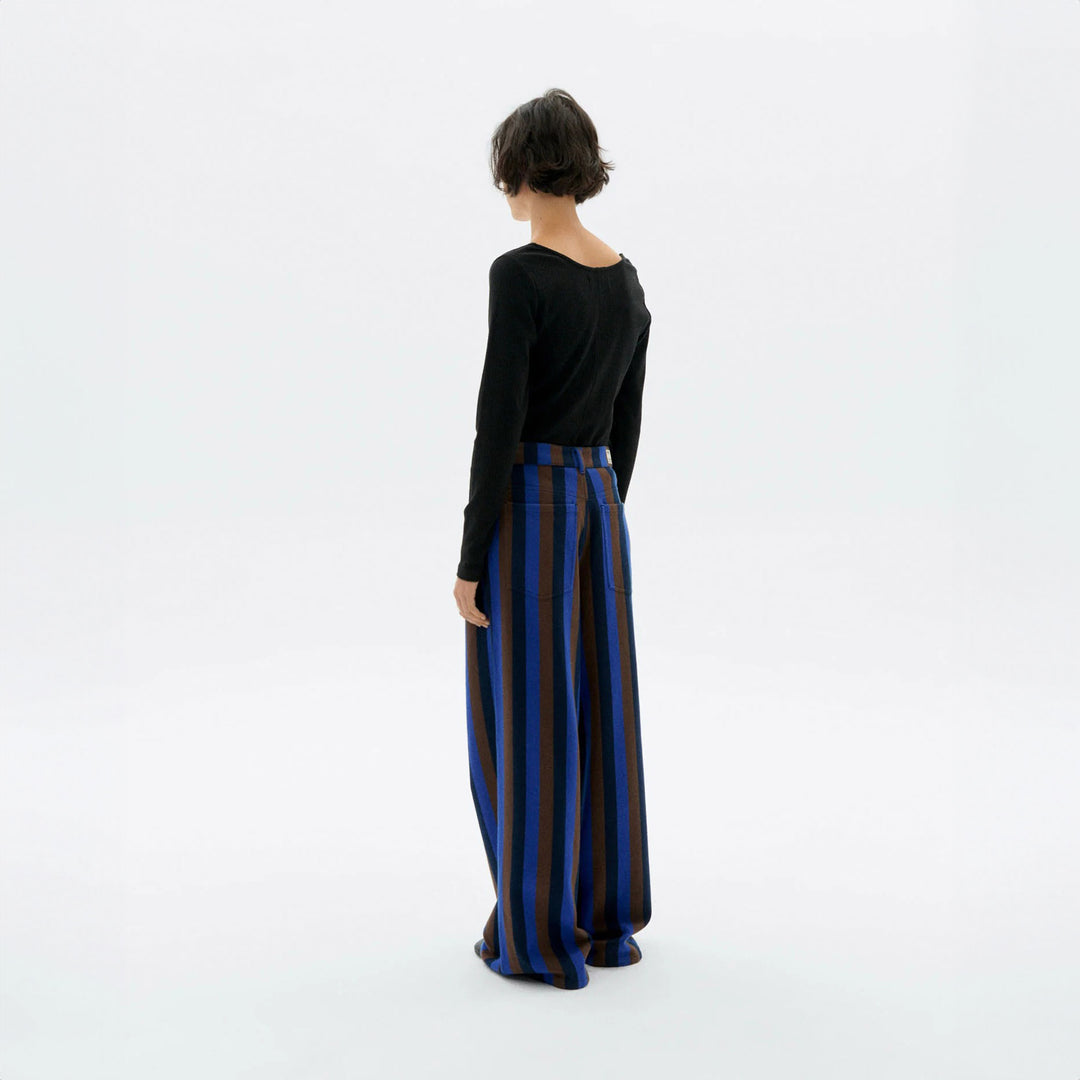 PANTALÓN - Thinking Mu, Wide leg rayas azul totenham Hedda
