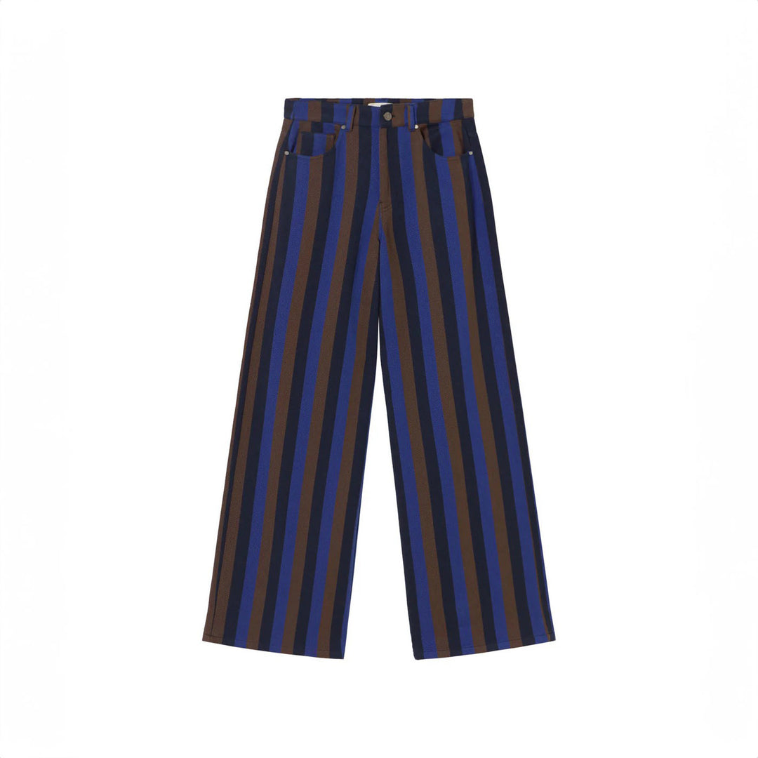 PANTALÓN - Thinking Mu, Wide leg rayas azul totenham Hedda