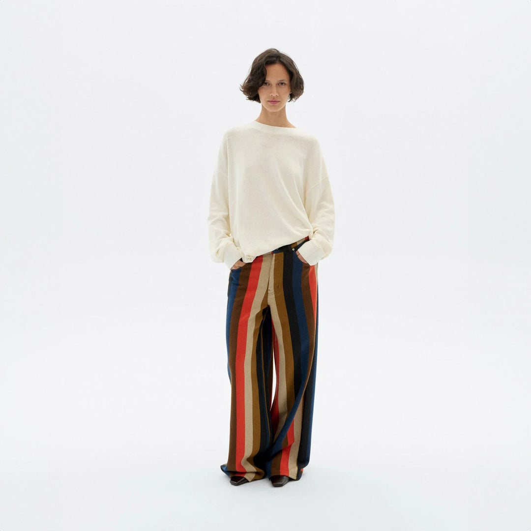 PANTALÓN - Thinking Mu, Wide leg rayas naranja burnley Hedda