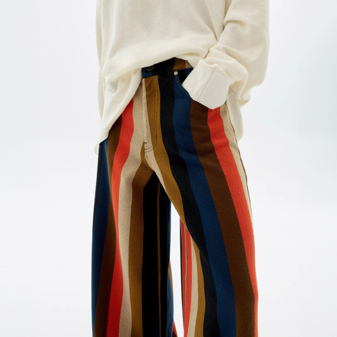PANTALÓN - Thinking Mu, Wide leg rayas naranja burnley Hedda