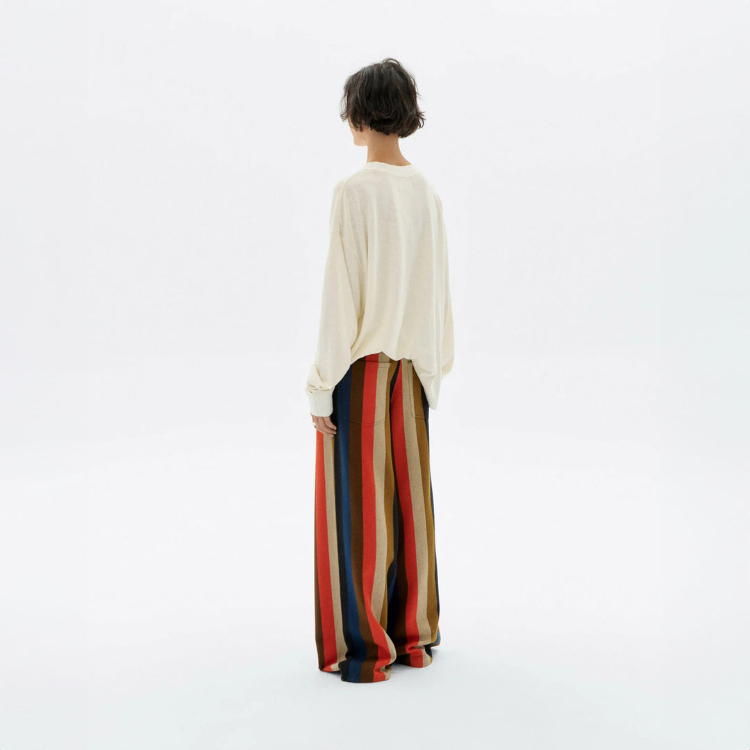 PANTALÓN - Thinking Mu, Wide leg rayas naranja burnley Hedda
