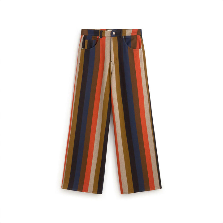 PANTALÓN - Thinking Mu, Wide leg rayas naranja burnley Hedda