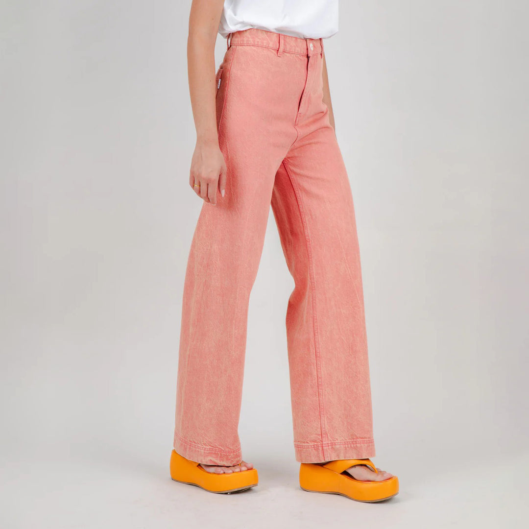 PANTALÓN - Brava Fabrics, Washed Denim Straight Leg Rosas
