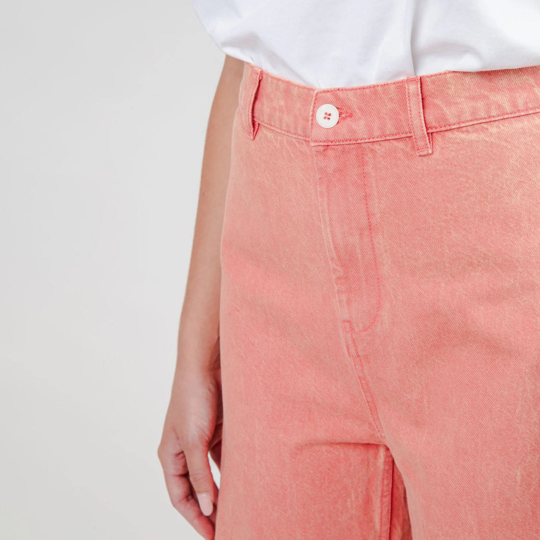 PANTALÓN - Brava Fabrics, Washed Denim Straight Leg Rosas