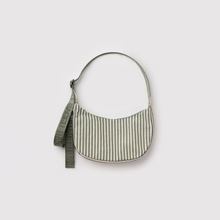 BOLSO - Baggu, Sage Stripe Small Nylon Crescent Bag