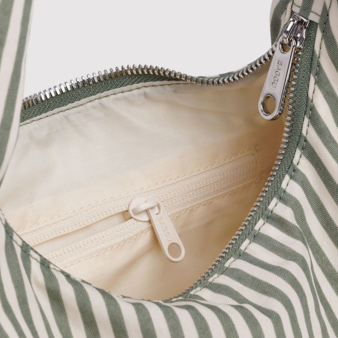 BOLSO - Baggu, Sage Stripe Small Nylon Meringue Bag