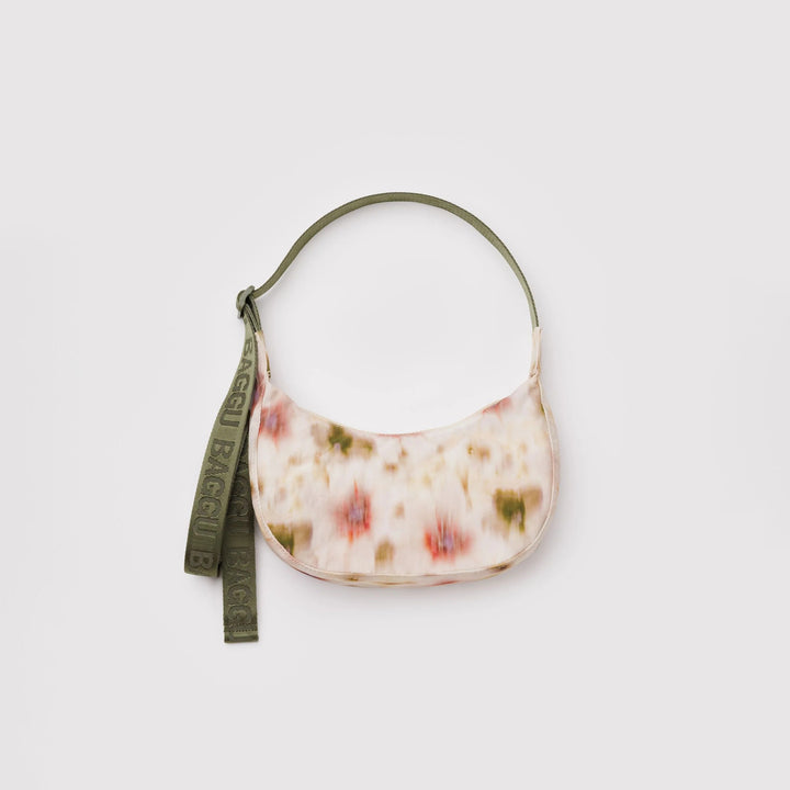 BOLSO - Baggu, Abstract Floral Small Nylon Crescent Bag