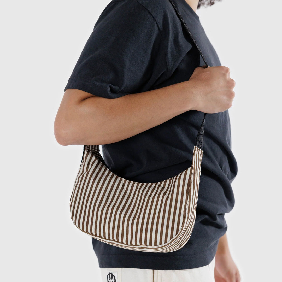 BOLSO - Baggu, Small Crescent Brown Stripe