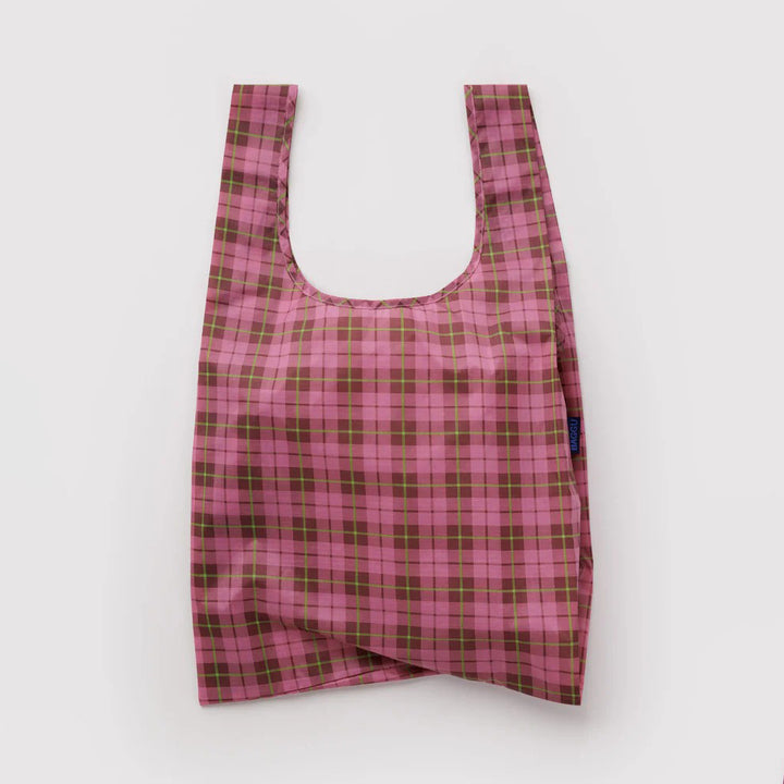 TOTE BAG - Baggu, Azalea Pink Tartan Standard