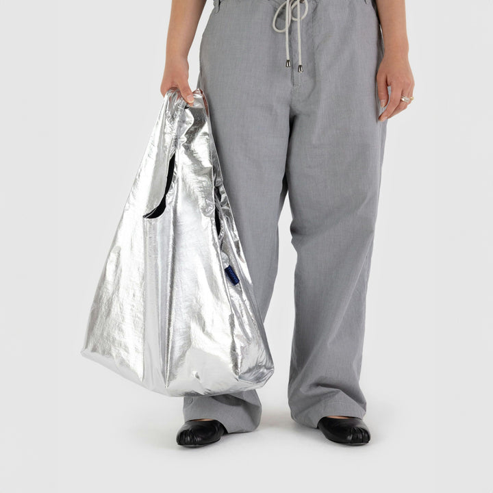 TOTE BAG - Baggu, Metallic Silver