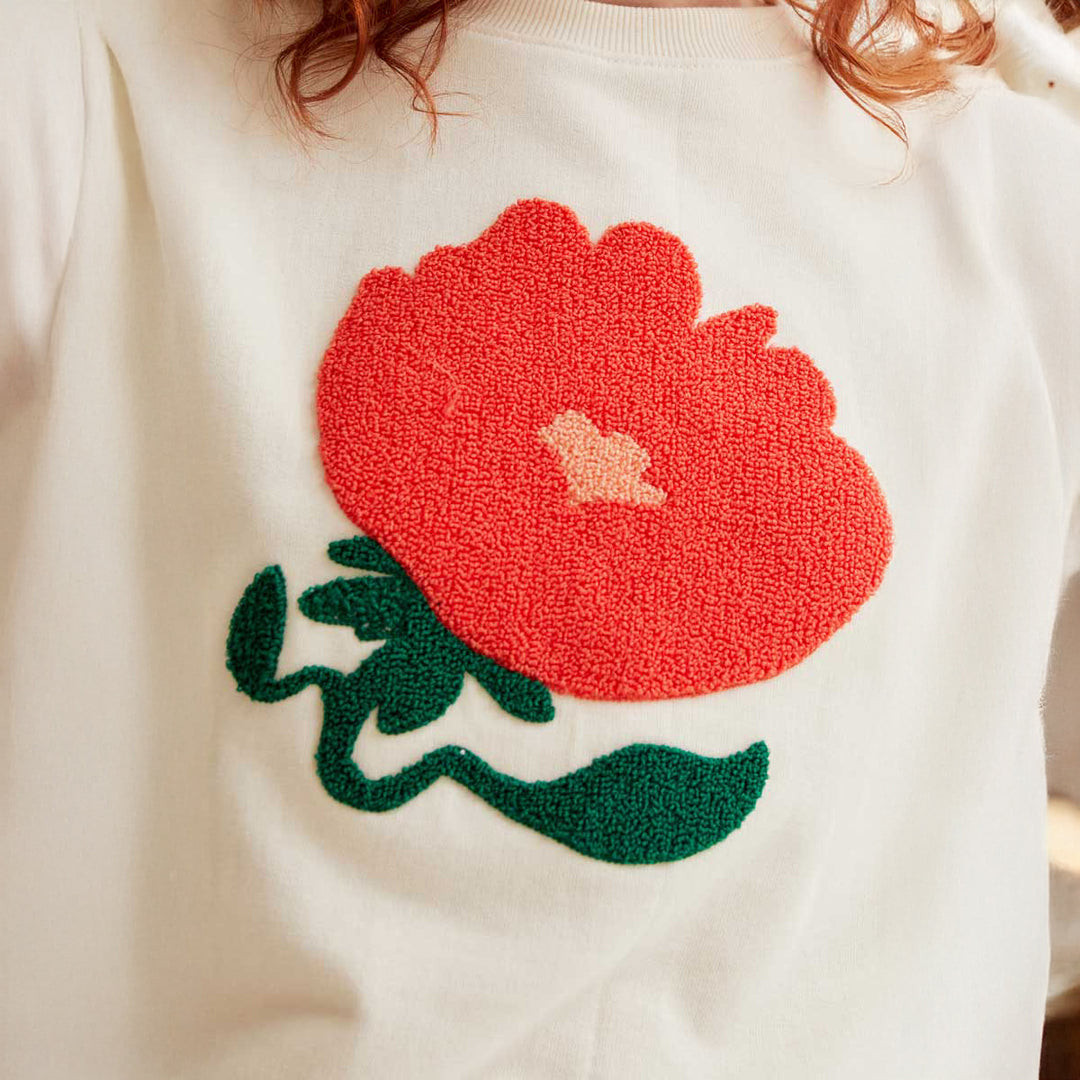 SUDADERA - Compañía Fantástica, Bordado de flor gigante roja