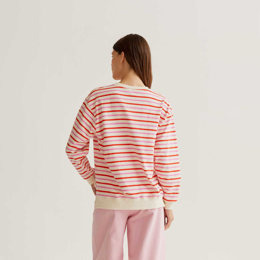 SUDADERA - Compañía Fantástica, Estampado de rayas rosa y rojo
