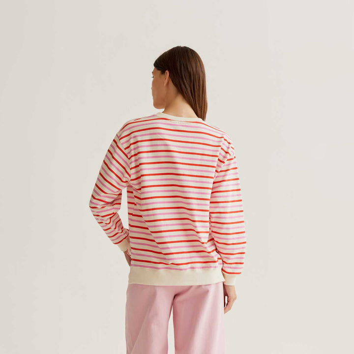 SUDADERA - Compañía Fantástica, Estampado de rayas rosa y rojo