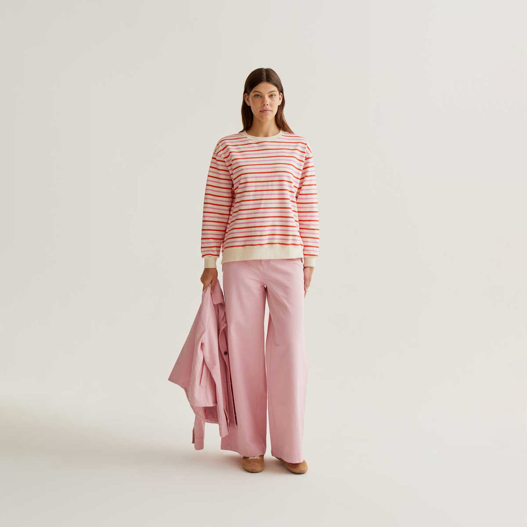 SUDADERA - Compañía Fantástica, Estampado de rayas rosa y rojo