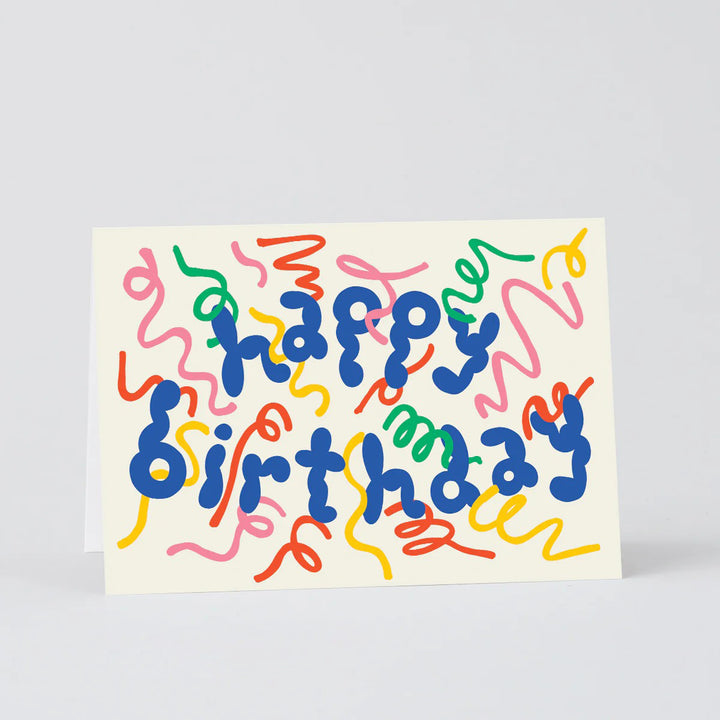 TARJETA FELICITACIÓN - Wrap Magazine, Happy Birthday Streamers