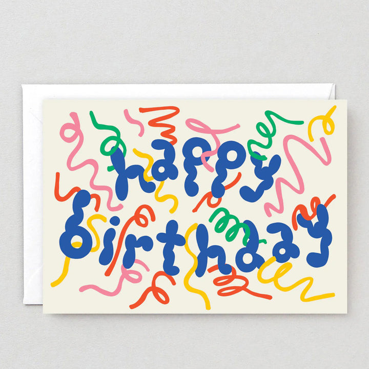 TARJETA FELICITACIÓN - Wrap Magazine, Happy Birthday Streamers