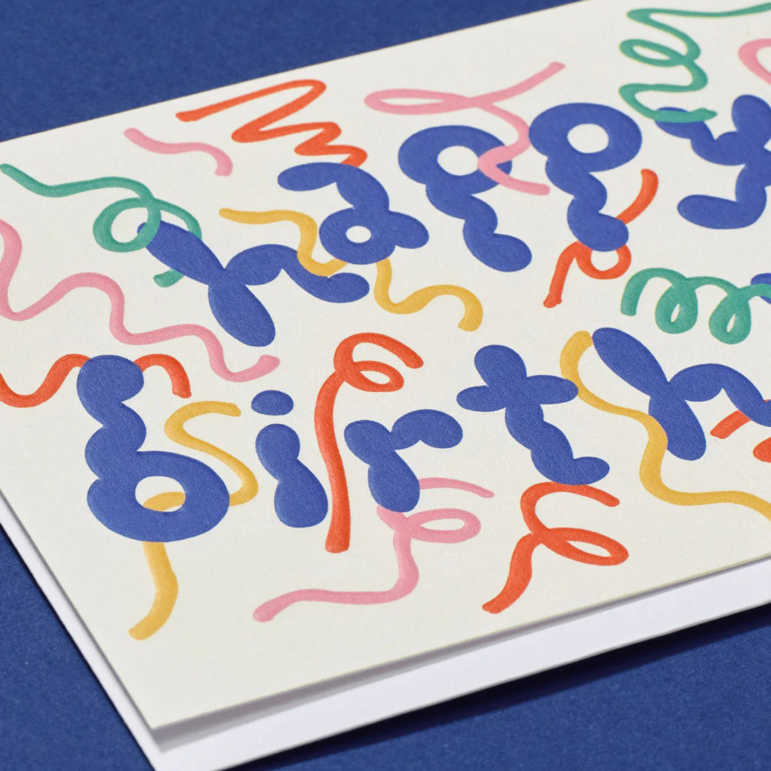 TARJETA FELICITACIÓN - Wrap Magazine, Happy Birthday Streamers