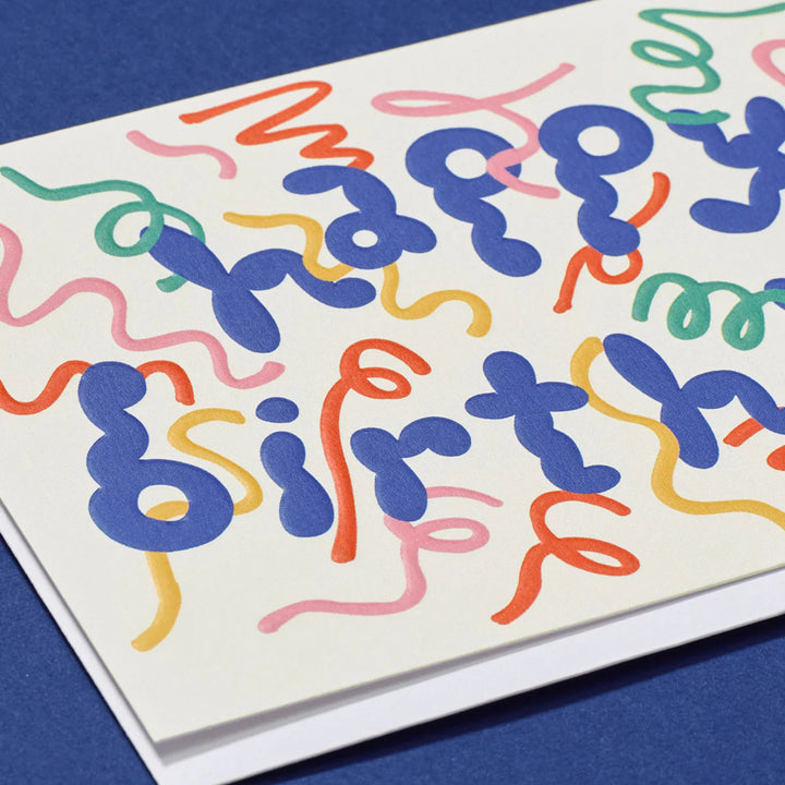 TARJETA FELICITACIÓN - Wrap Magazine, Happy Birthday Streamers