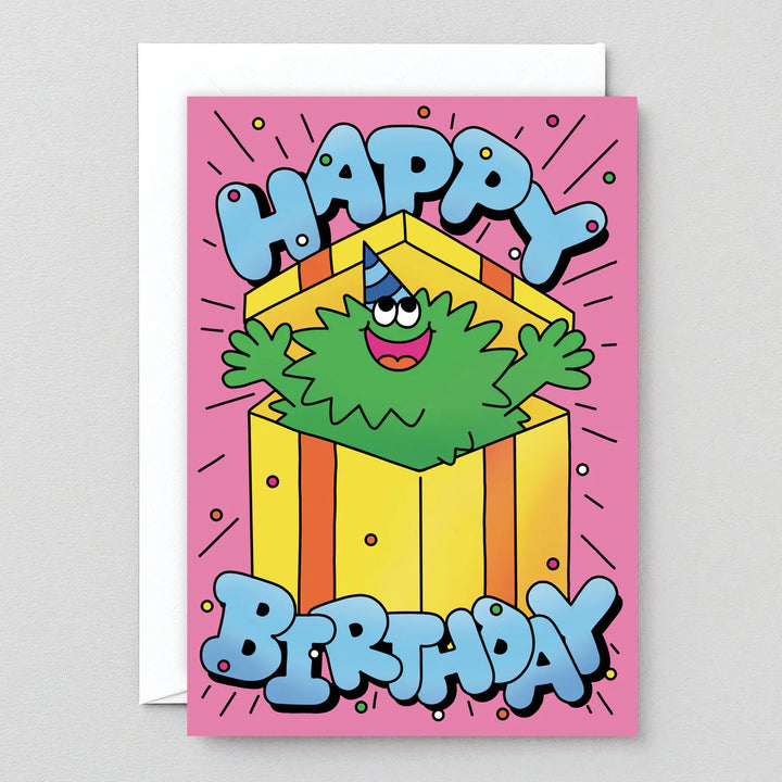 TARJETA FELICITACIÓN - Wrap Magazine, Happy Birthday Guy In Present