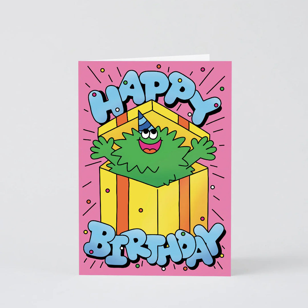 TARJETA FELICITACIÓN - Wrap Magazine, Happy Birthday Guy In Present
