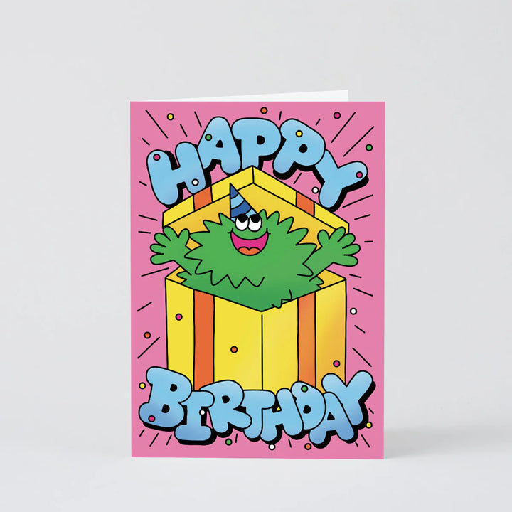 TARJETA FELICITACIÓN - Wrap Magazine, Happy Birthday Guy In Present