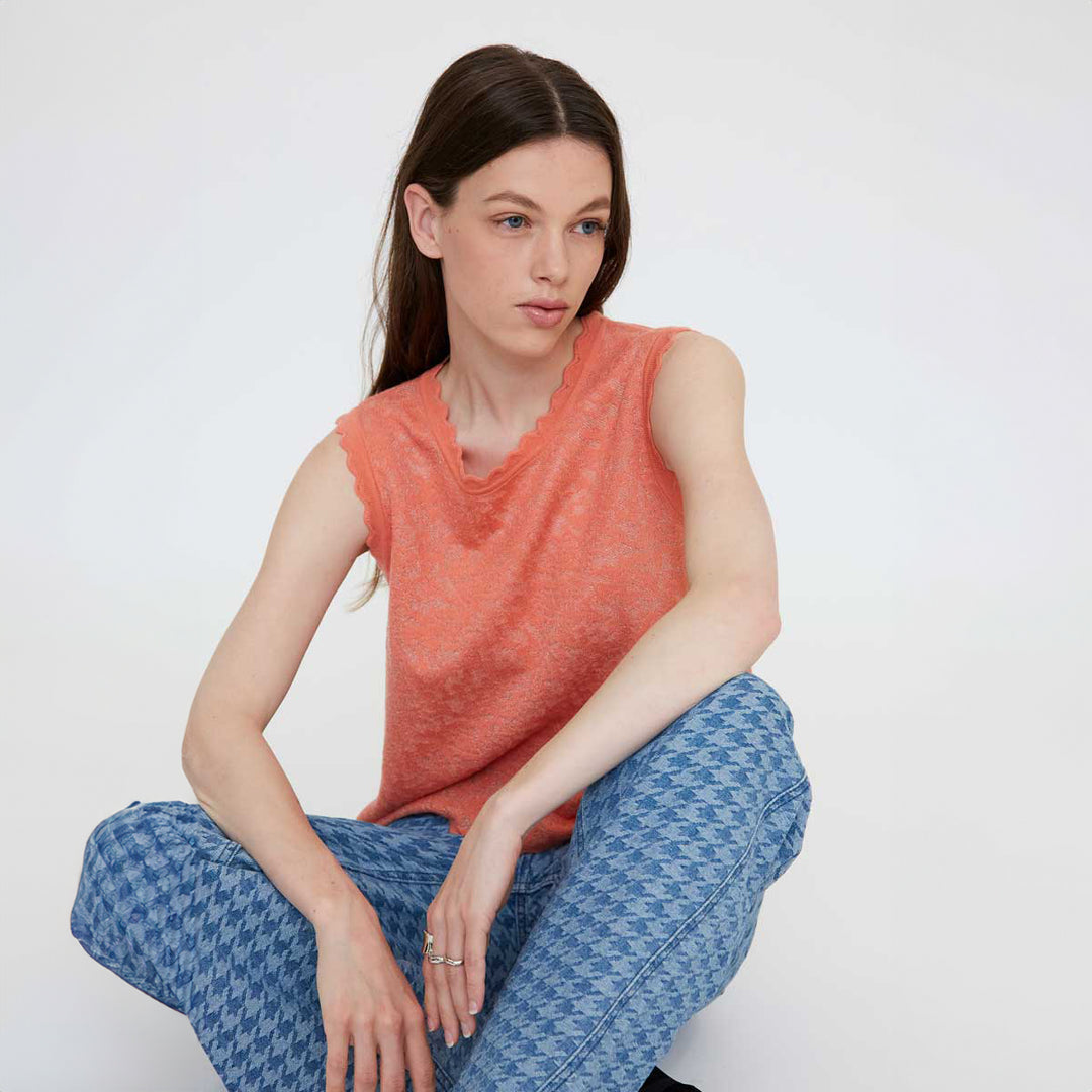 TOP - Wild Pony, Encaje coral