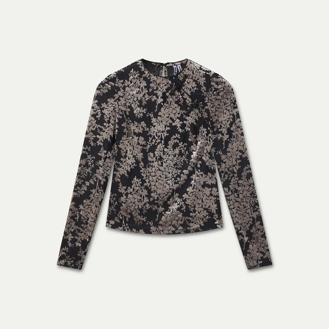 TOP - Wild Pony, Estampado Devore blanco y negro