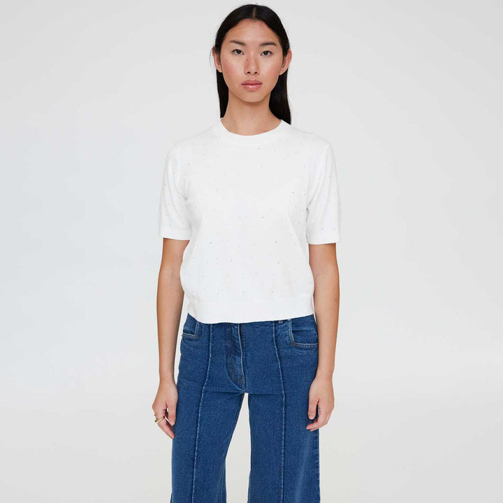 TOP - Wild Pony, Punto blanco con detalle strass