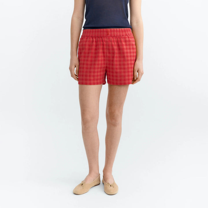 SHORTS - Thinking Mu, Geraldine seersucker rojo