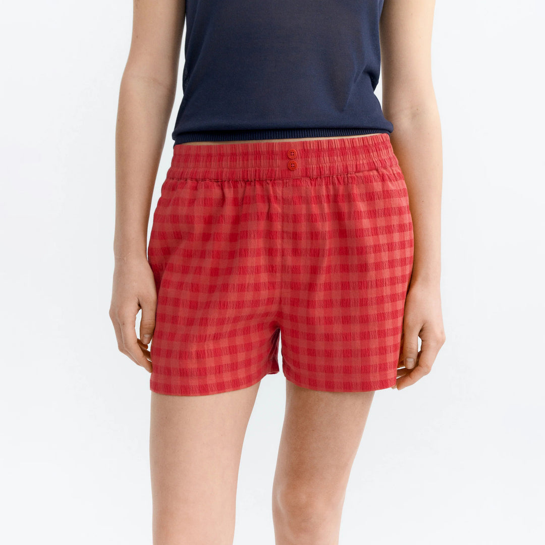 SHORTS - Thinking Mu, Geraldine seersucker rojo