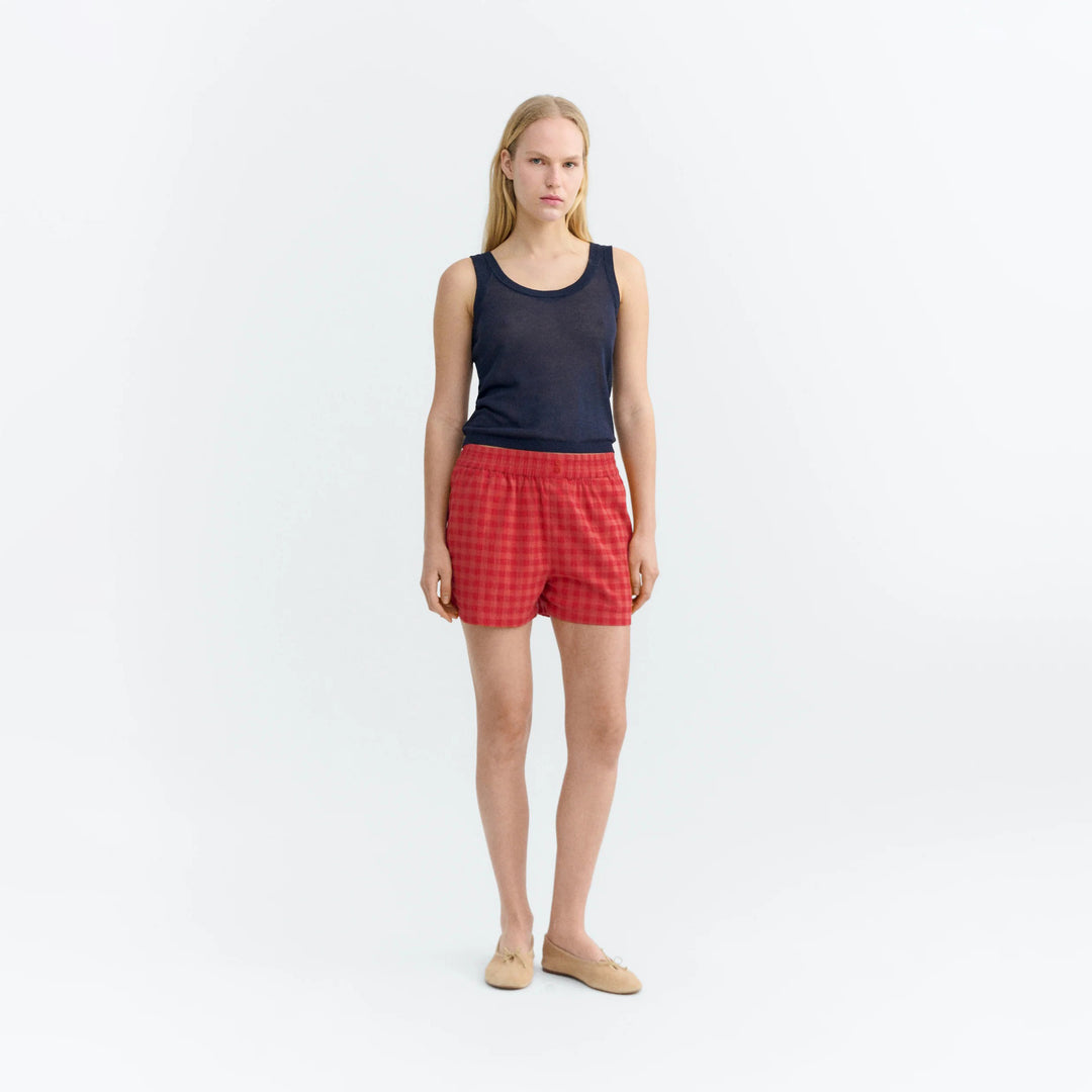 SHORTS - Thinking Mu, Geraldine seersucker rojo