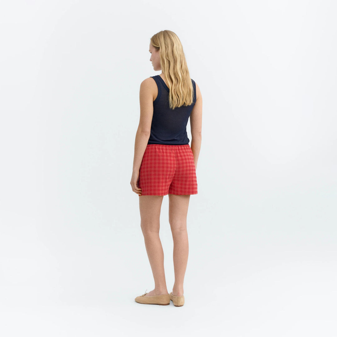 SHORTS - Thinking Mu, Geraldine seersucker rojo