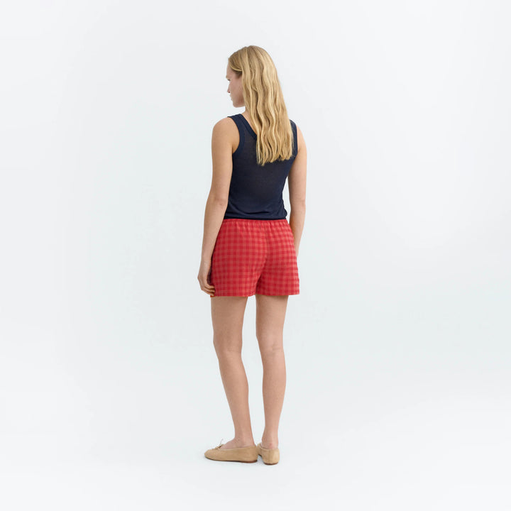SHORTS - Thinking Mu, Geraldine seersucker rojo